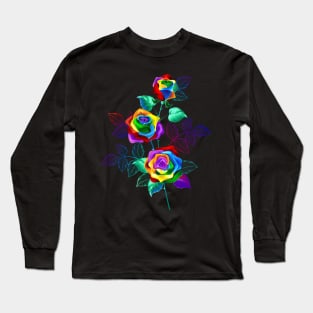 Branch with Rainbow Roses Long Sleeve T-Shirt